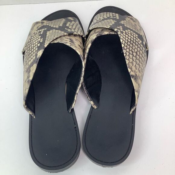 Banana Republic Snakeskin White/Black Strap Slip On Women’s Slide Sandals Sz 8M - Picture 8 of 12